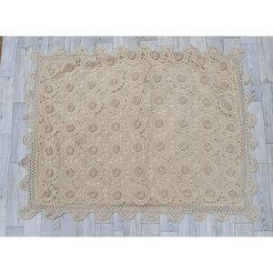 Keeco Vintage Hand-Crocheted Pillow Sham – Cream Floral Lace Design